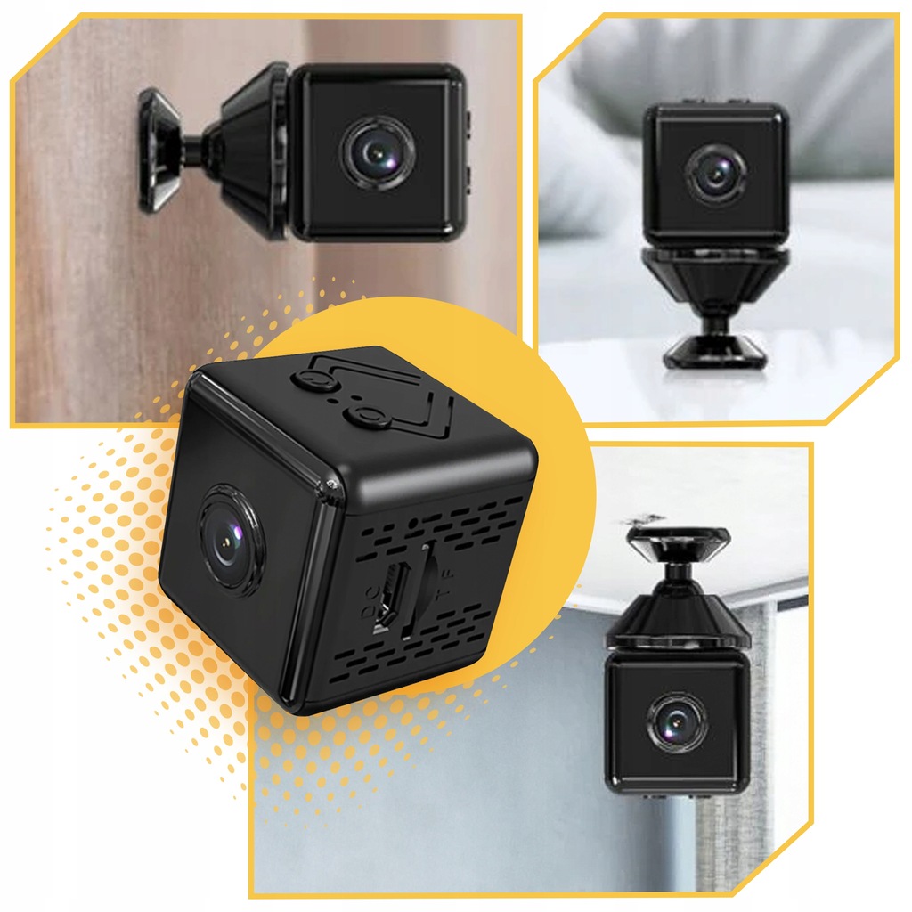 Mini kamera szpiegowska SMART detekcja ukryta kamerka Mała WIFI 4K +Uchwyt Stabilizacja Brak